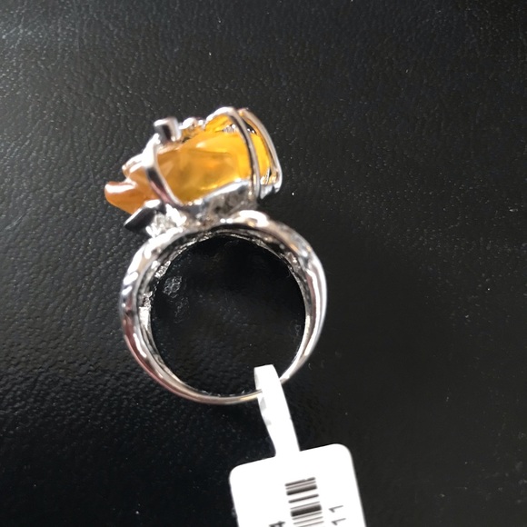 NWT Unique Sterling Silver Agate Rose Dragonfly Statement Ring - Picture 6 of 7